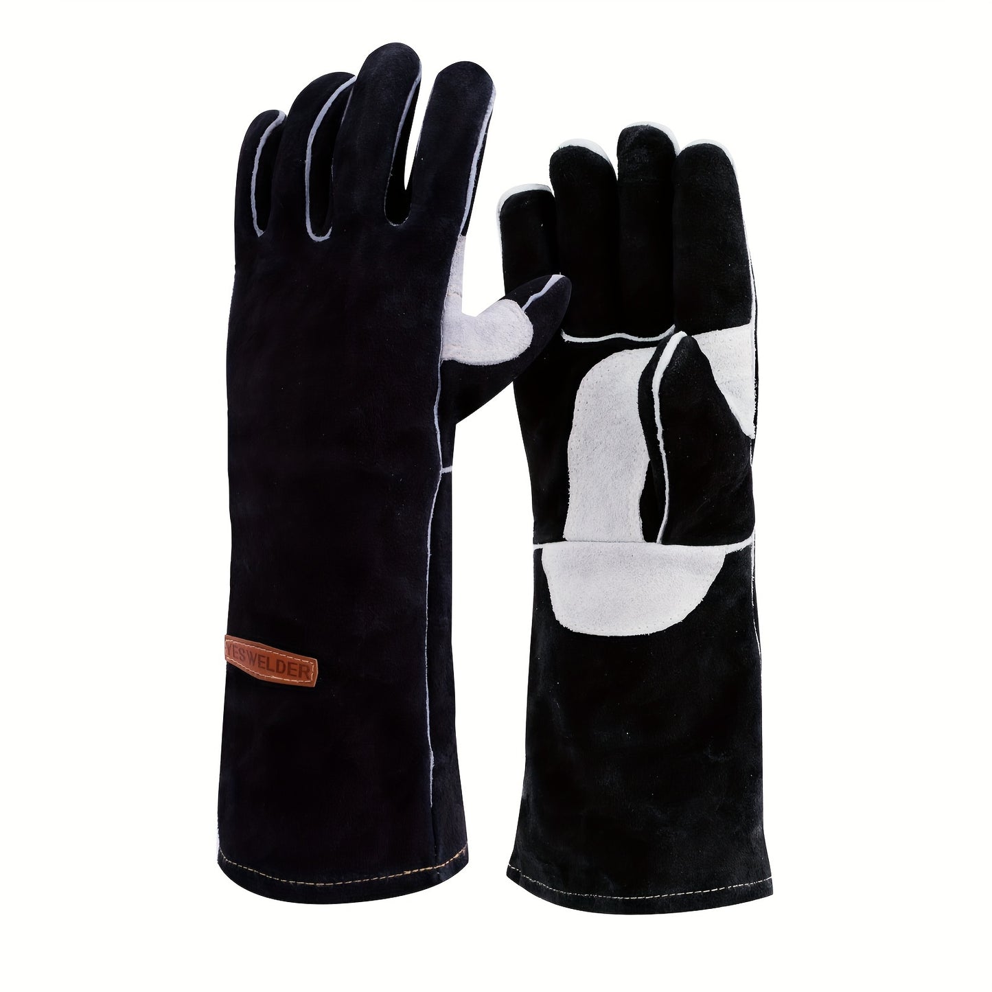 Heat Resistant Leather Work Gloves, BBQ, Kitchen