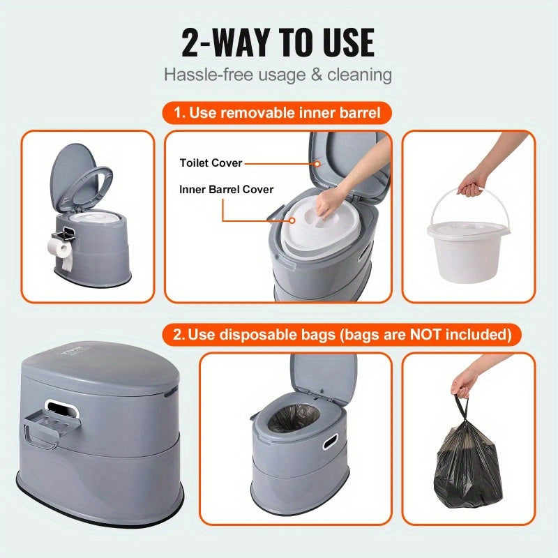 Portable Toilet for Camping with 1.3 Gal Detachable Inner Bucket.