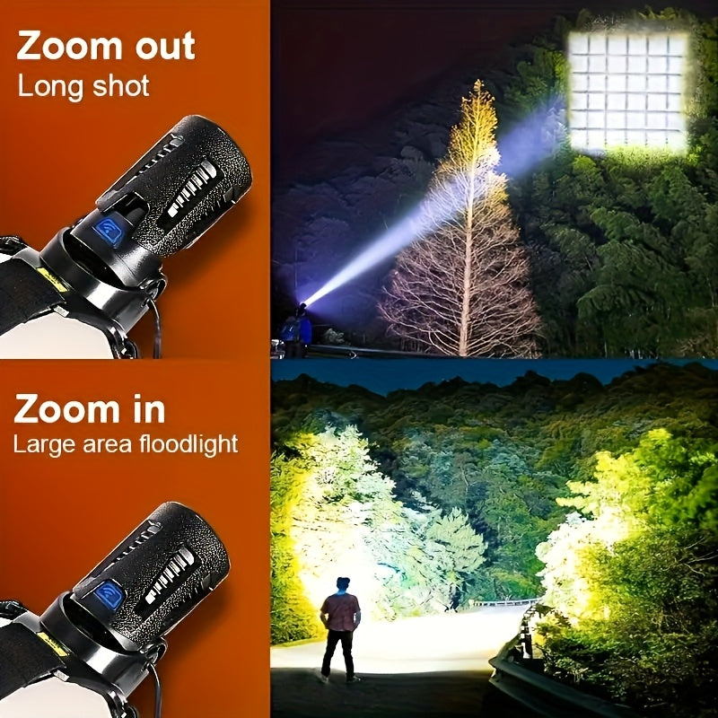 XHP360 Ultra-Bright LED Headlamp with 36 LEDs, 7800mAh Rechargeable Battery,