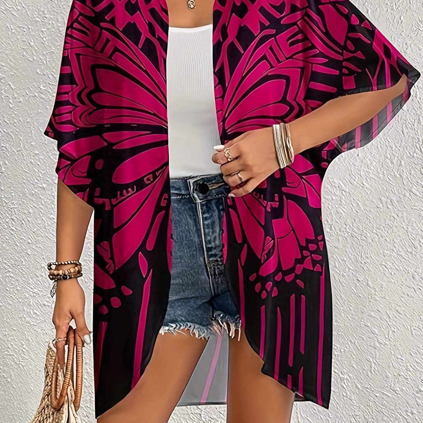 Women's Kimono Cardigan Open Front Bathing Suit Cover Up