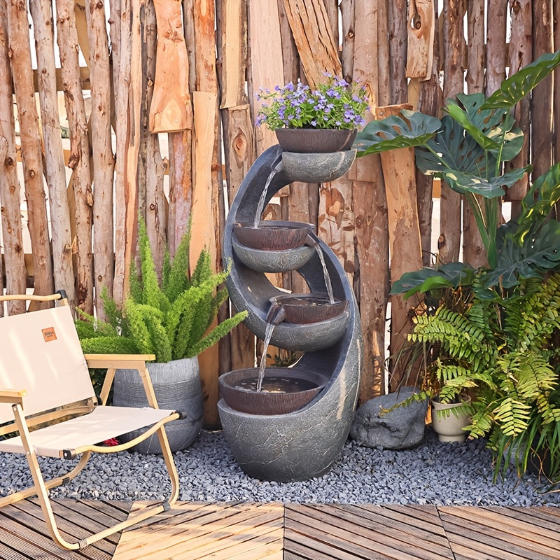 4-Tier Indoor & Outdoor Waterfall Fountain with LED Lights