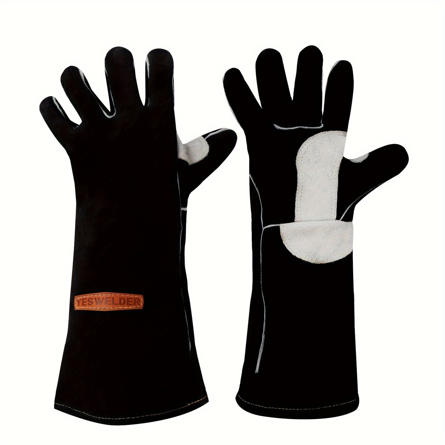 Heat Resistant Leather Work Gloves, BBQ, Kitchen