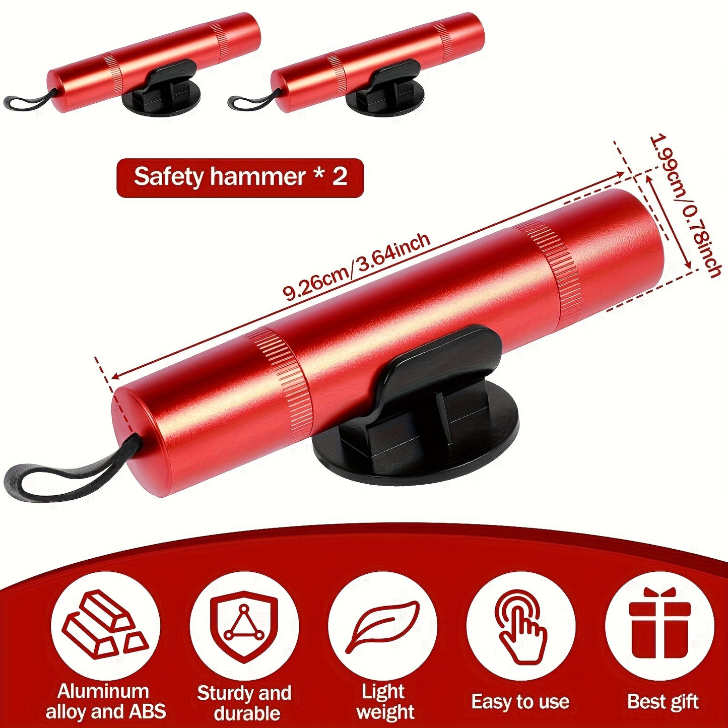 4pcs Emergency Car Escape Tools - Hammer with Seatbelt Cutter,