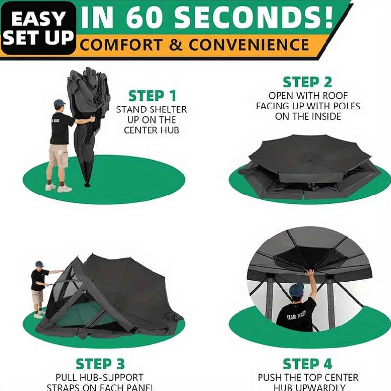 1pc 15x15ft Pop-Up Gazebo Tent with Mosquito Netting Canopy Shelter