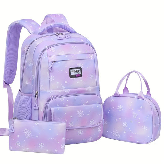 3pcs Preppy Style Nylon Backpack Set,