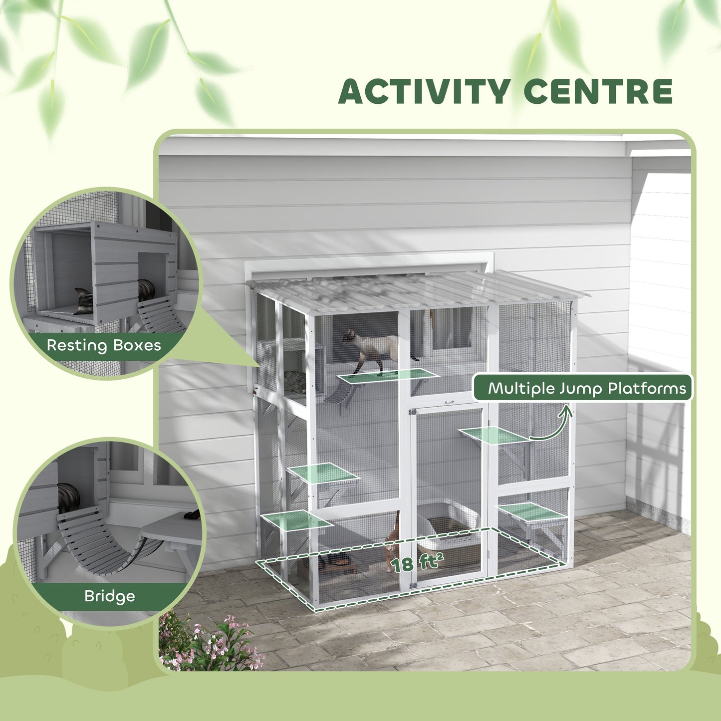 1pc Paw Hut Outdoor Cat Enclosure, Large Wooden Structure.