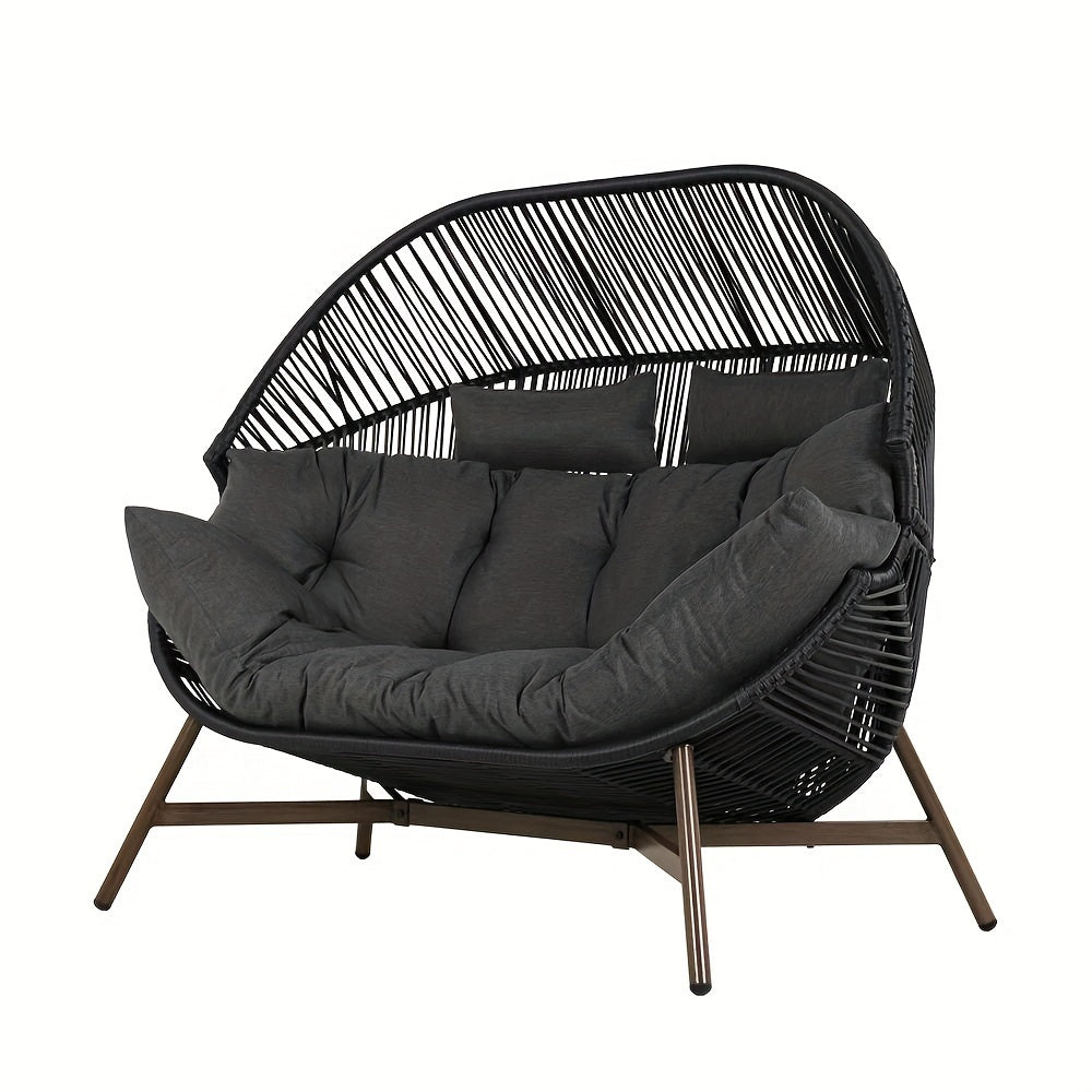 Indoor Outdoor 2-Person Wicker Egg Loveseat 600LBS Capacity