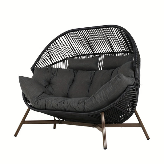 Indoor Outdoor 2-Person Wicker Egg Loveseat 600LBS Capacity