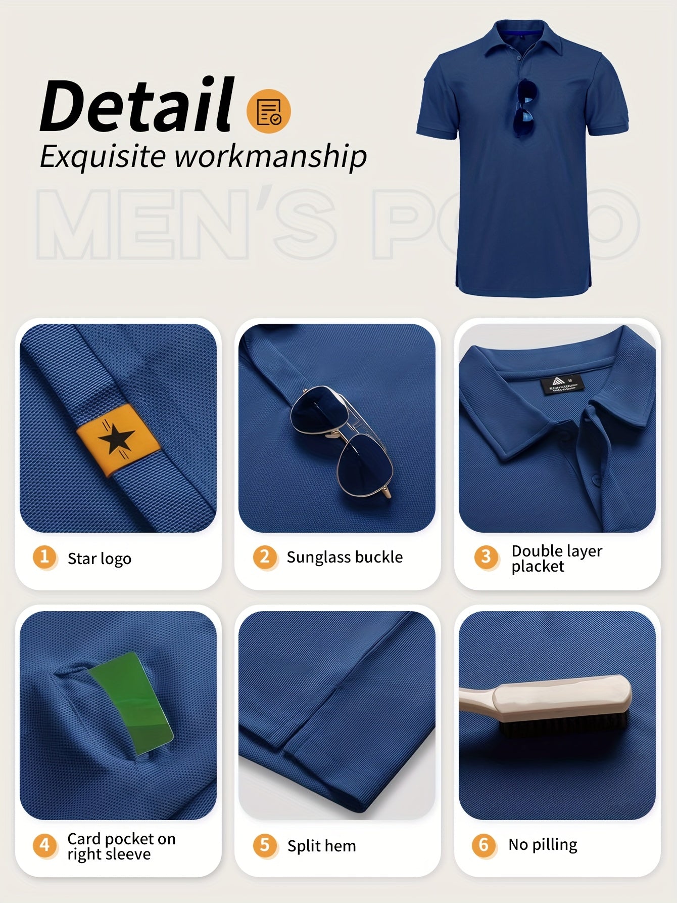 3 Pcs Men's Polo Shirts Quick-Dry Cool Short Sleeve.