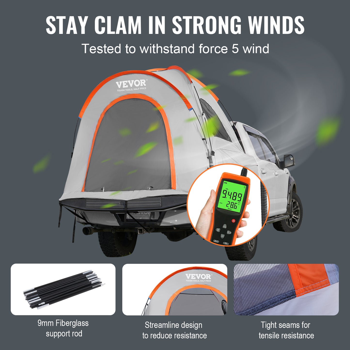 Pickup Truck Bed Tent, 6.4'-6.7' w/ Rain Layer and Carry Bag, Read More.