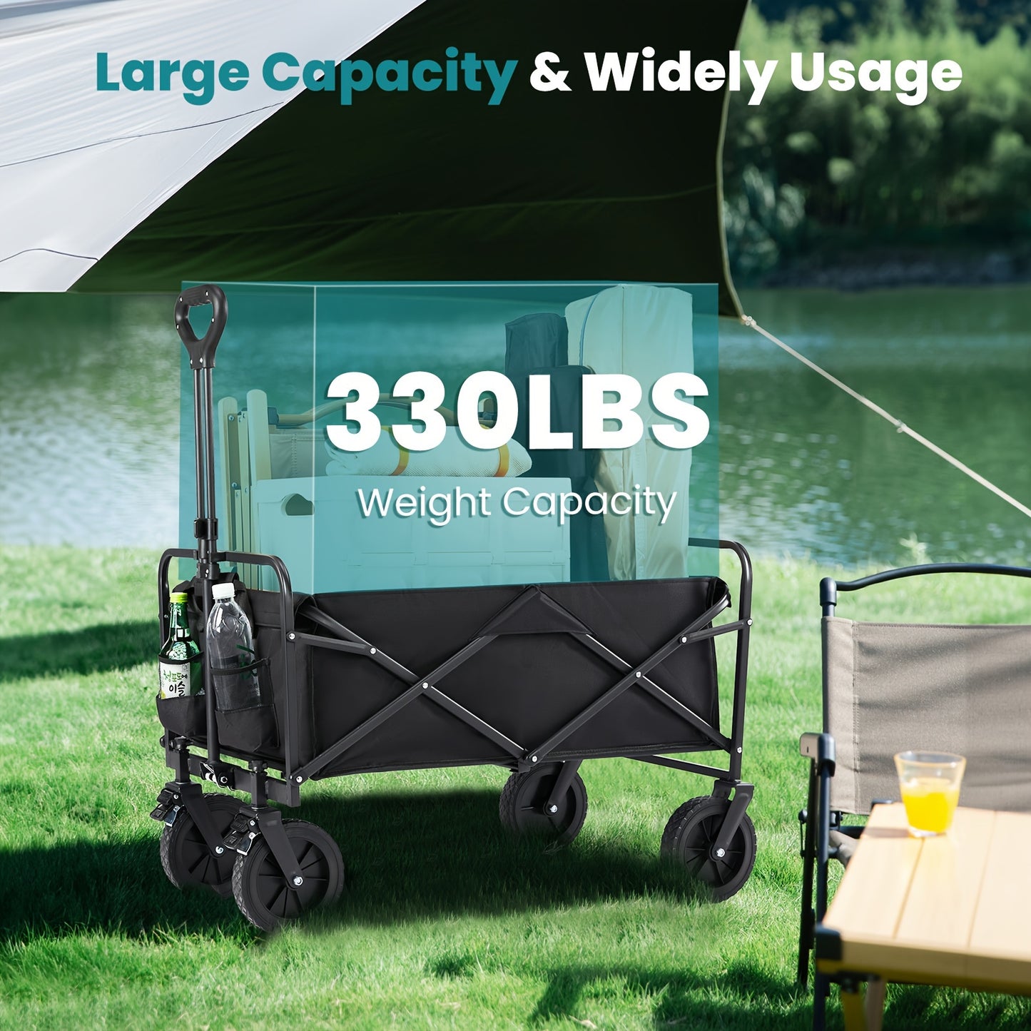 Foldable Wagon Cart, Big All-Terrain Wheels,