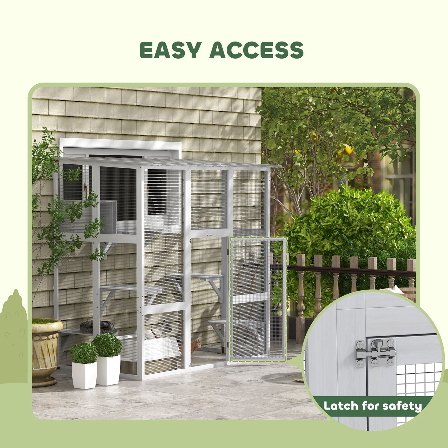 1pc Paw Hut Outdoor Cat Enclosure, Large Wooden Structure.