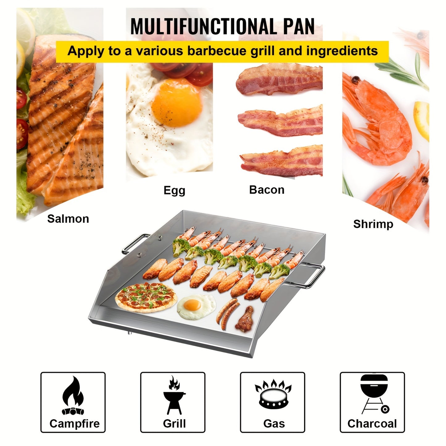 18" x 16" Rectangular Stainless Steel Griddle Plate - For Grill