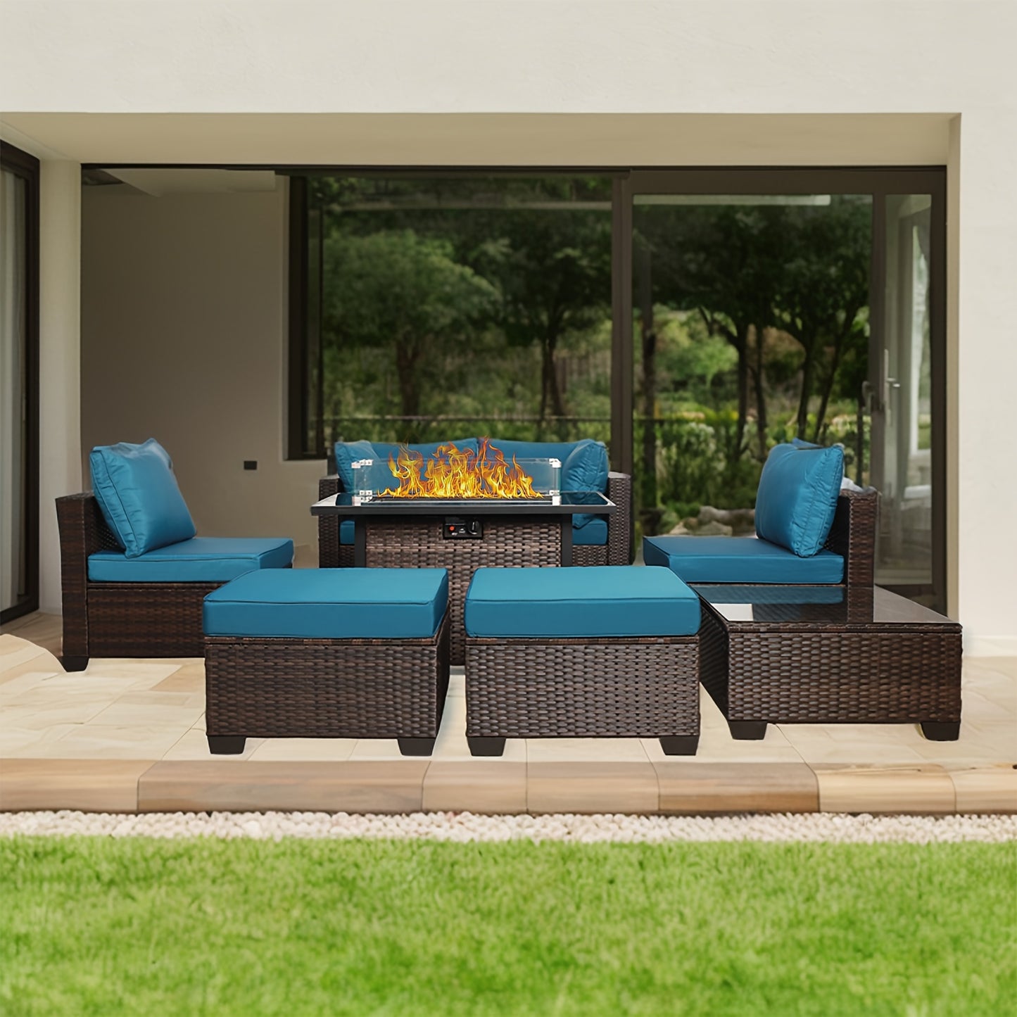 Outdoor Patio Furniture Set With Fire Pit Table