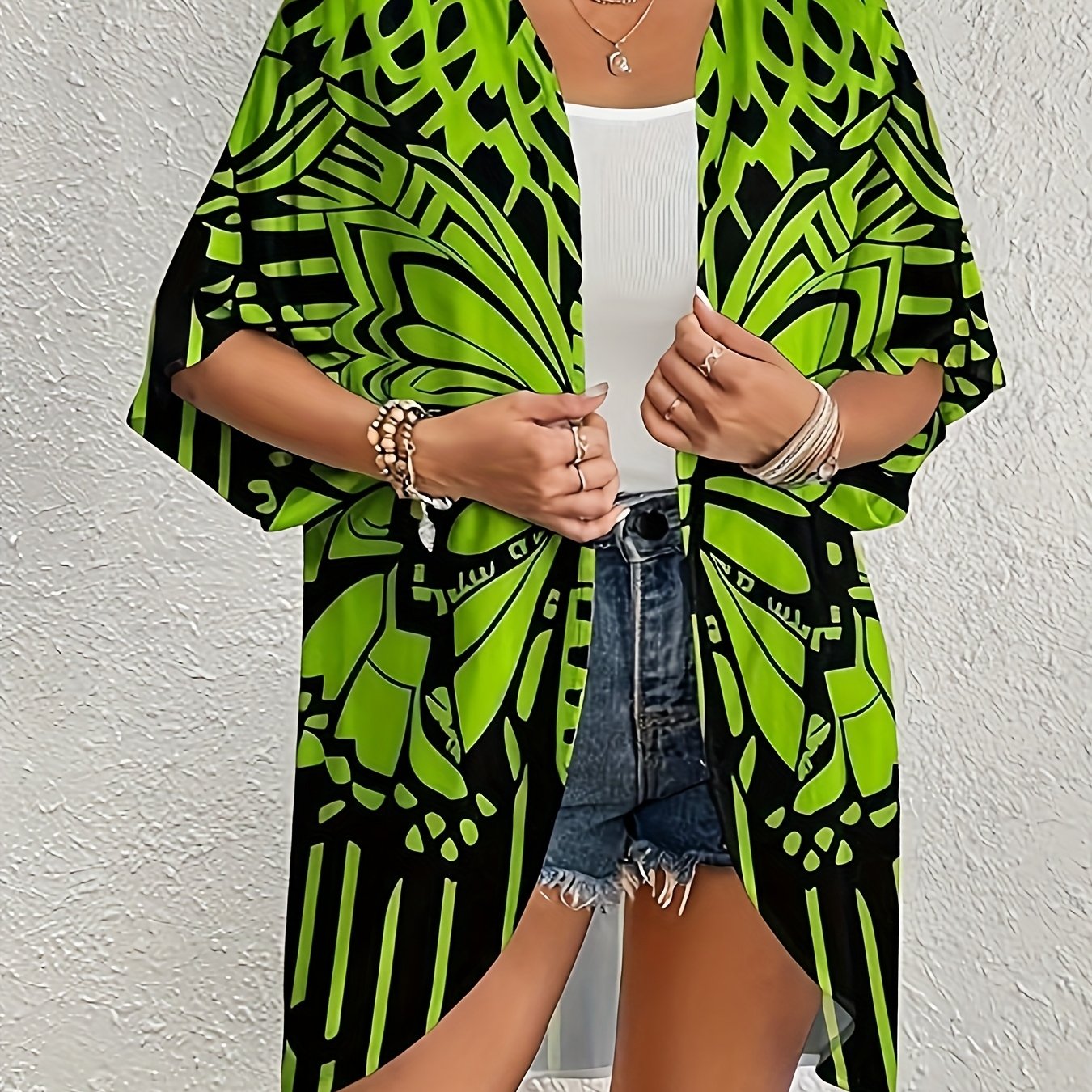 Women's Kimono Cardigan Open Front Bathing Suit Cover Up