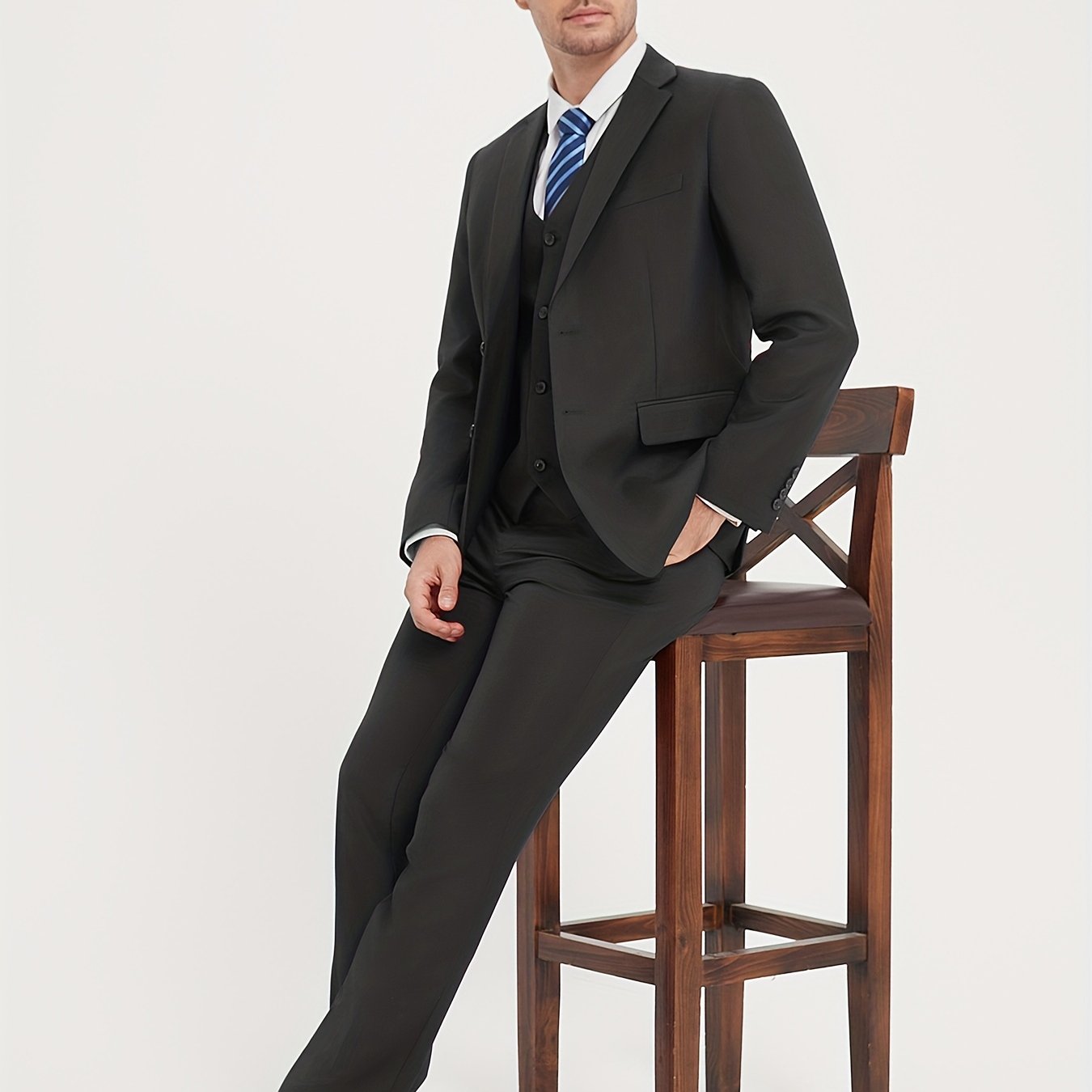 Elegant Men's 3pcs Suit Set with Vest, Jacket & Pants