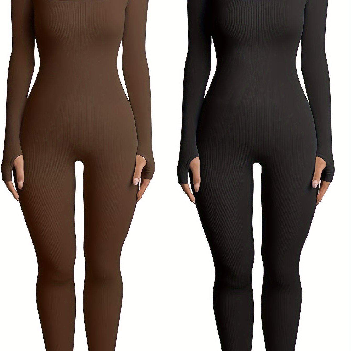 Two Pieces Seamless Ribbed Yoga Workout Jumpsuit.