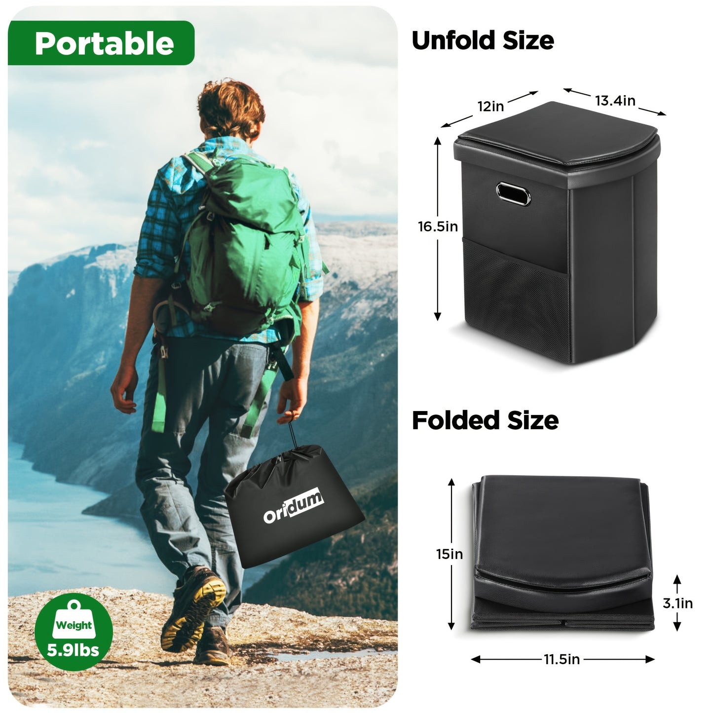 Portable Toilet for Adults 400lbs Capacity, 16.5in Height,