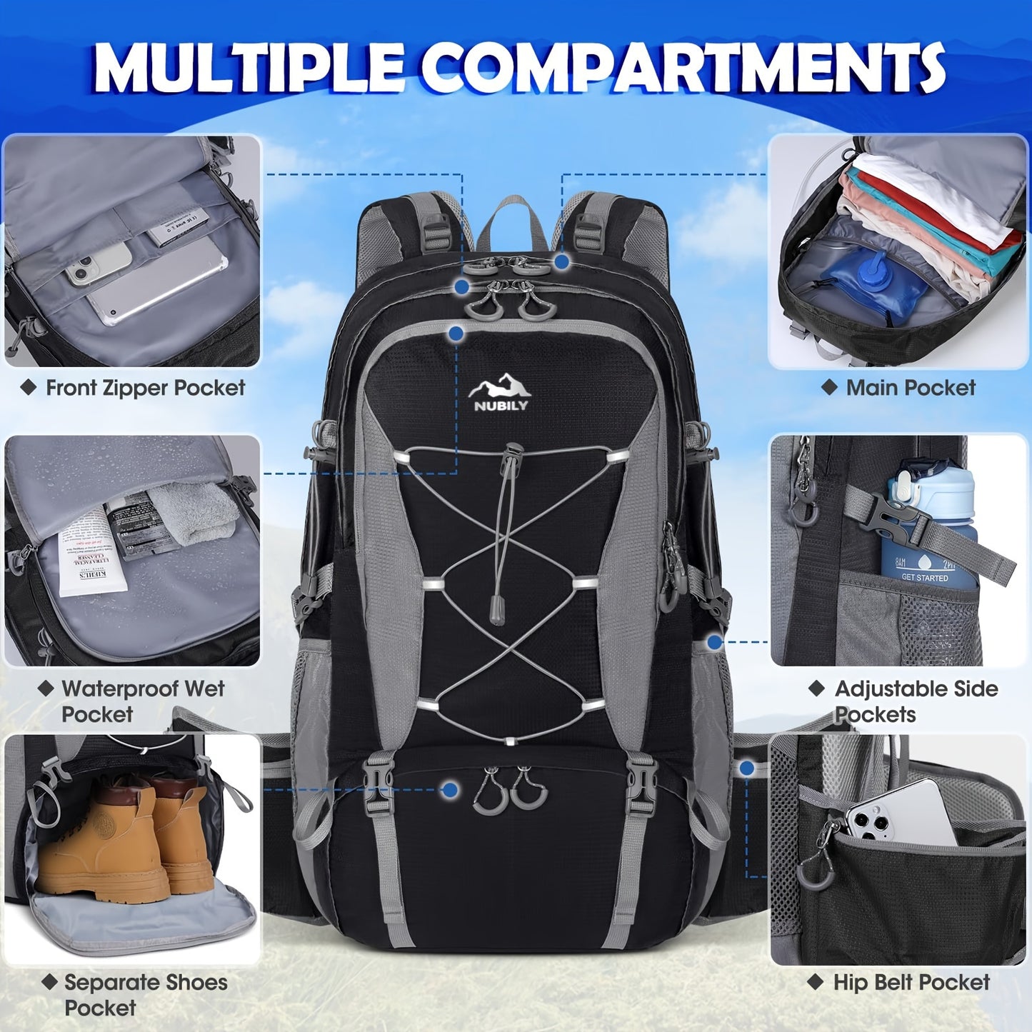 50L Hiking Backpack For Men & Women.
