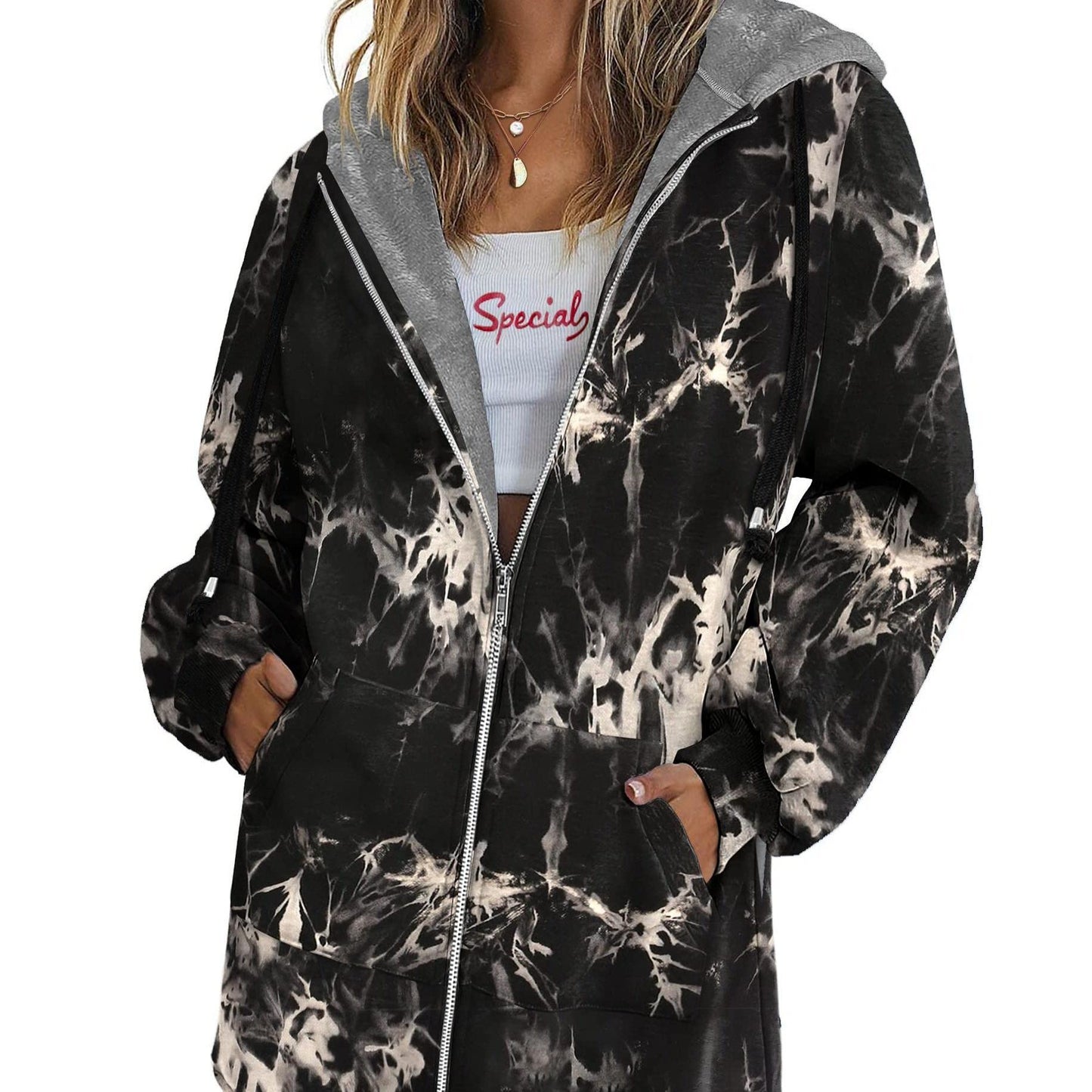 Long Sleeve Lightweight Fleece Zip Up Hoodies For Women