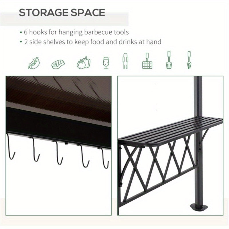 Outdoor BBQ Grill Gazebo Pergola with Ventilated Roof,