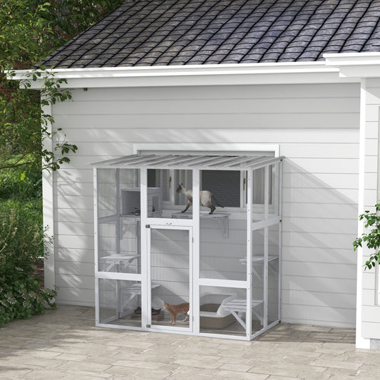 1pc Paw Hut Outdoor Cat Enclosure, Large Wooden Structure.