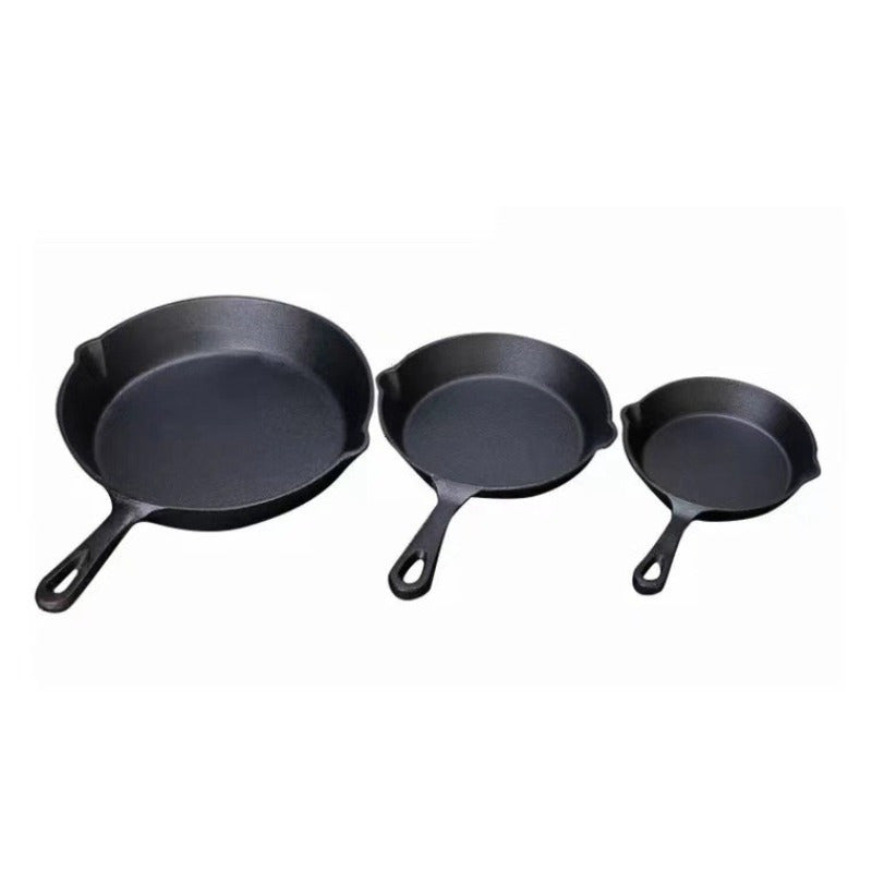 3pcs Pre-Seasoned Cast Iron Cookware Set for Camping, Kitchen.