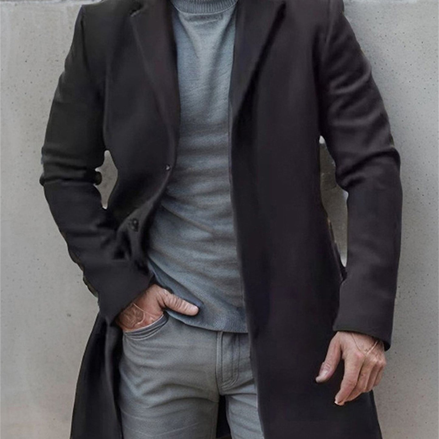 Elegant Men's Mid-Length Trench Coat - Fall/Winter