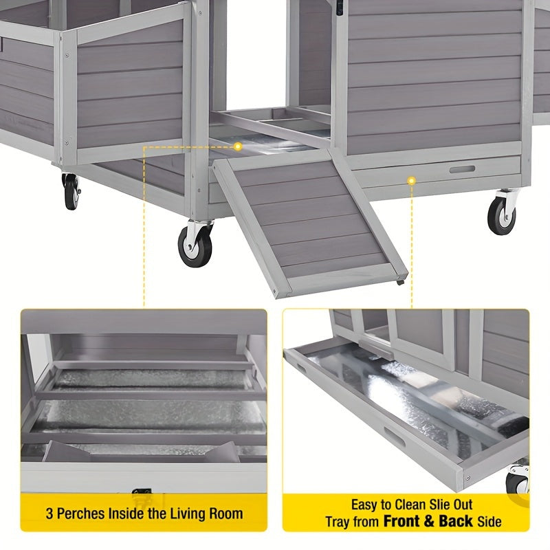 Movable Large Outdoor Chicken Coop On Wheels. Read More