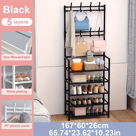 1pc Versatile 4/5 Tier Coat Rack with Shoe Shelf,