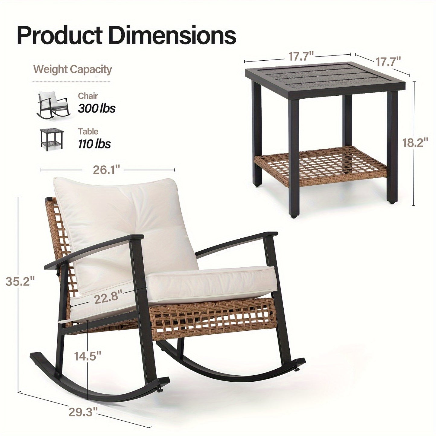 3 Pieces Rocking Bistro Set, Outdoor Patio Furniture Read More