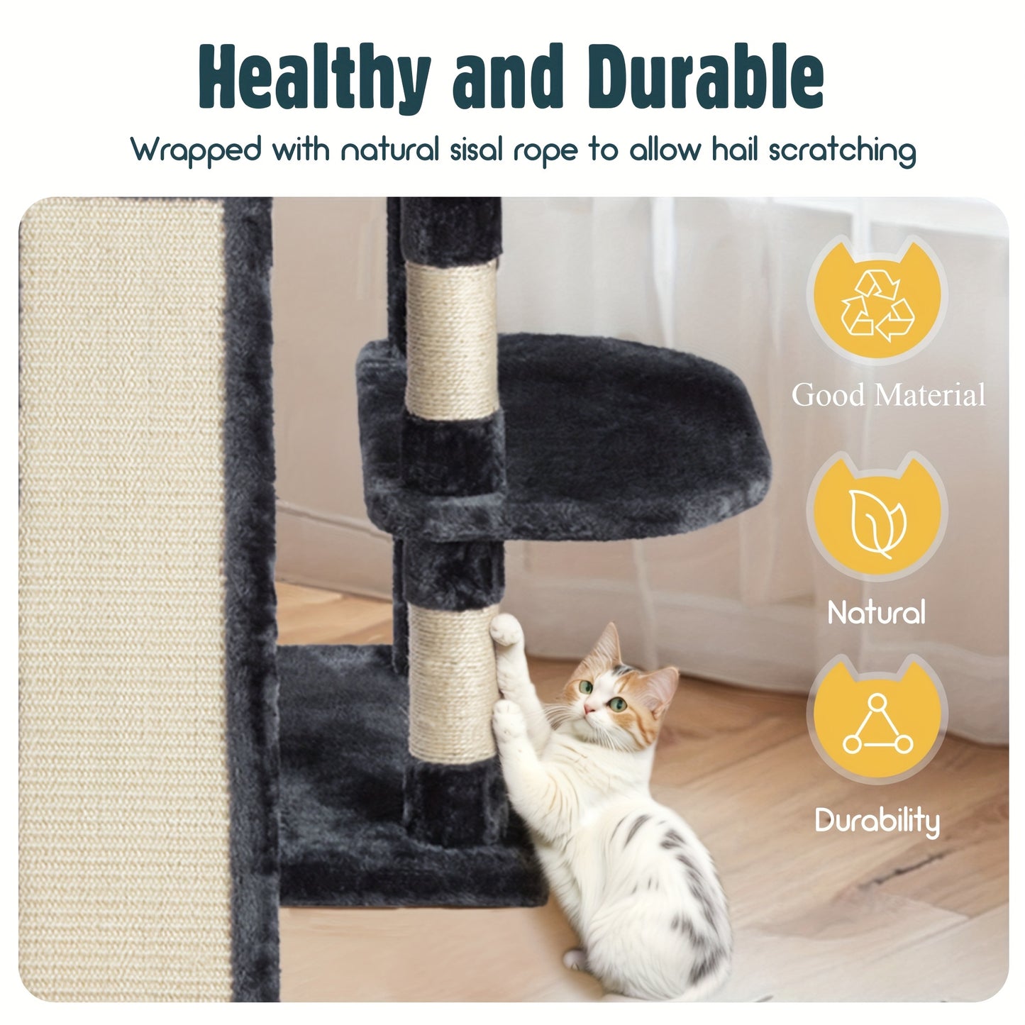 68-Inch Multi-Level Cat Tree Tower for Large Cats