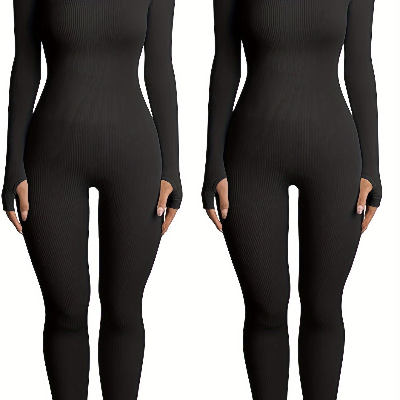 Two Pieces Seamless Ribbed Yoga Workout Jumpsuit.