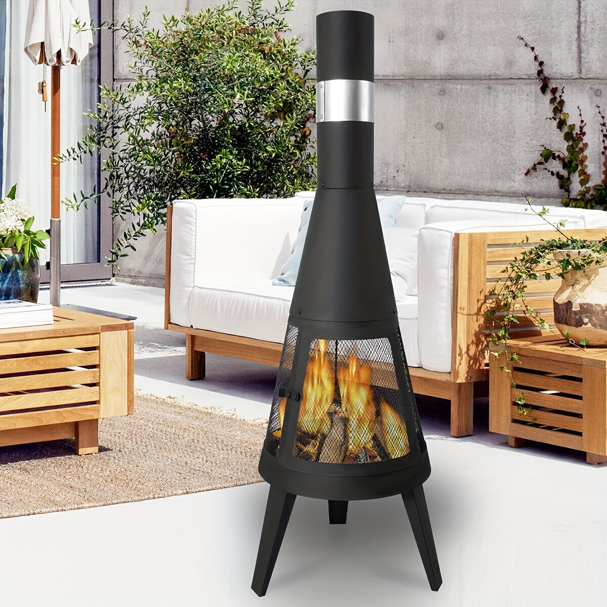 Cozy Patio Chiminea - Outdoor Wood Burning Fireplace.