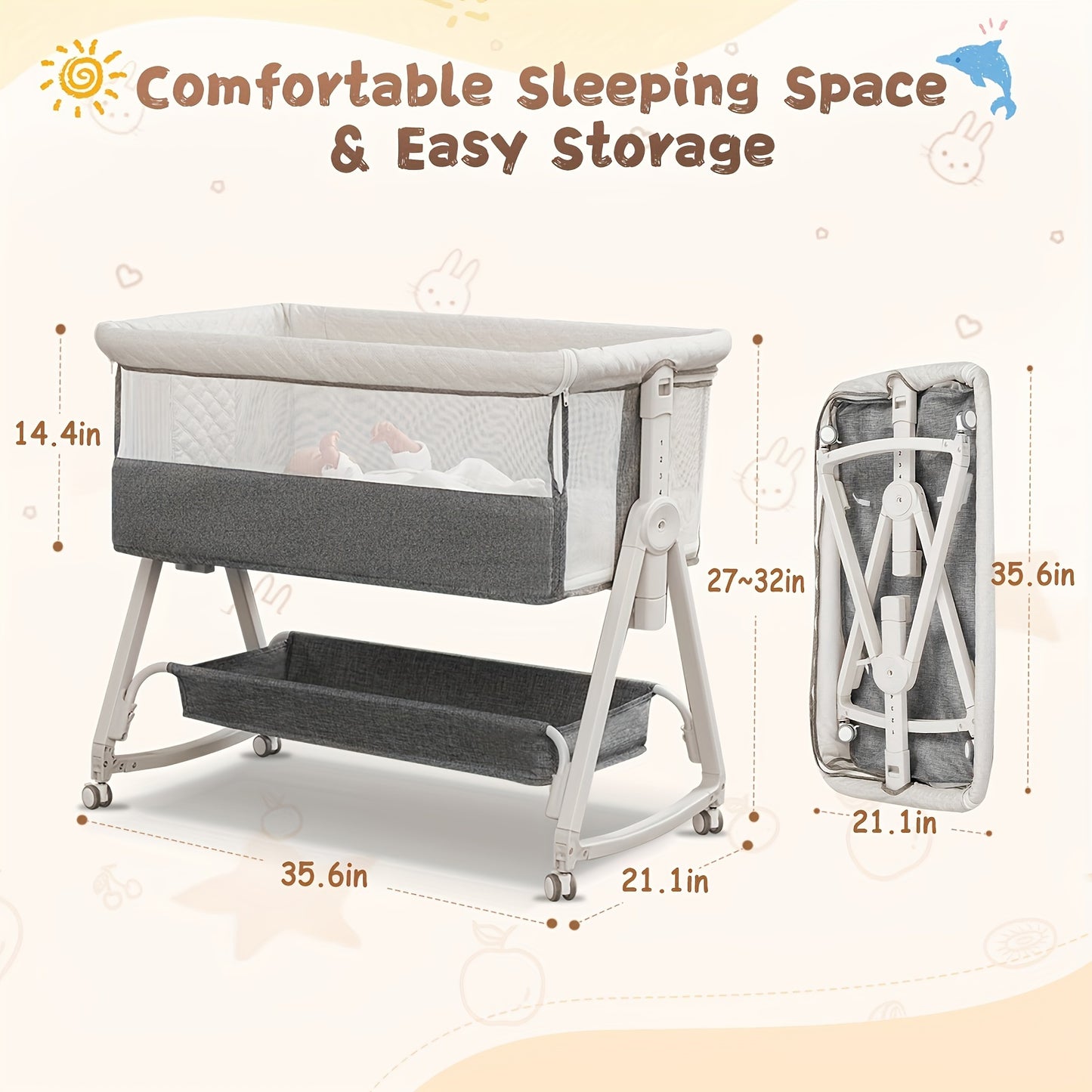 3 In 1 Baby Bassinets Bedside Sleeper With Mosquito Nets, Read More