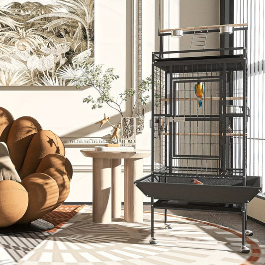 82.7 Inch Wrought Iron Bird Cage, With Rolling Stand, Read More