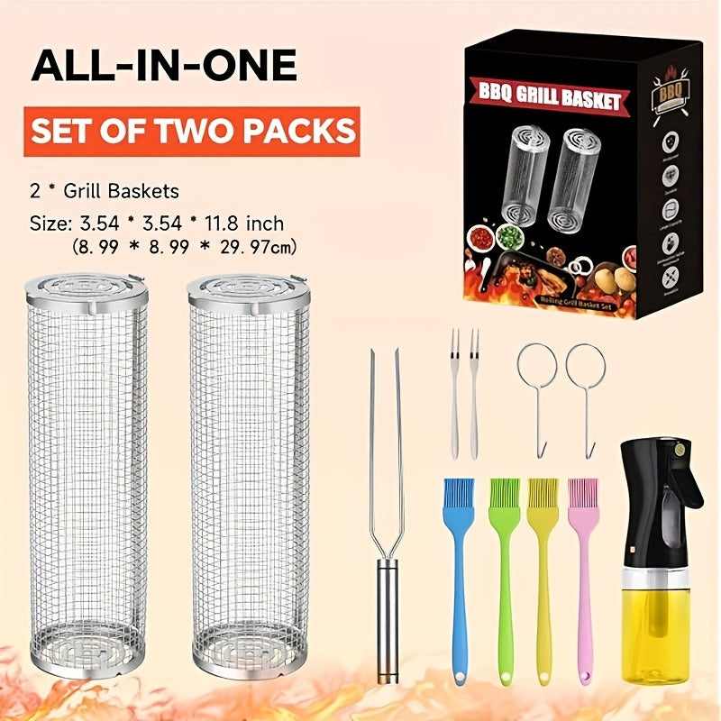 3 Sets - Grill Basket SKLJ01/ SKL04/ SKL-D2 Grill Baskets with Firm Lid