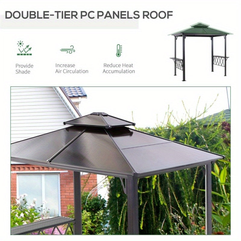 Outdoor BBQ Grill Gazebo Pergola with Ventilated Roof,