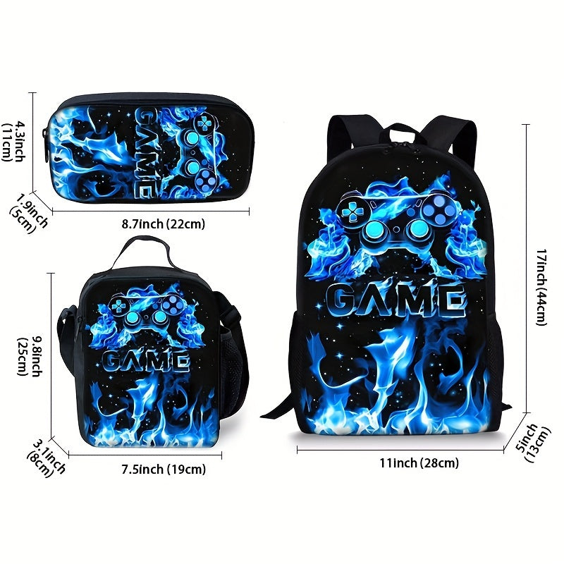 Lightweight 3pcs Stylish Black Backpack Set.