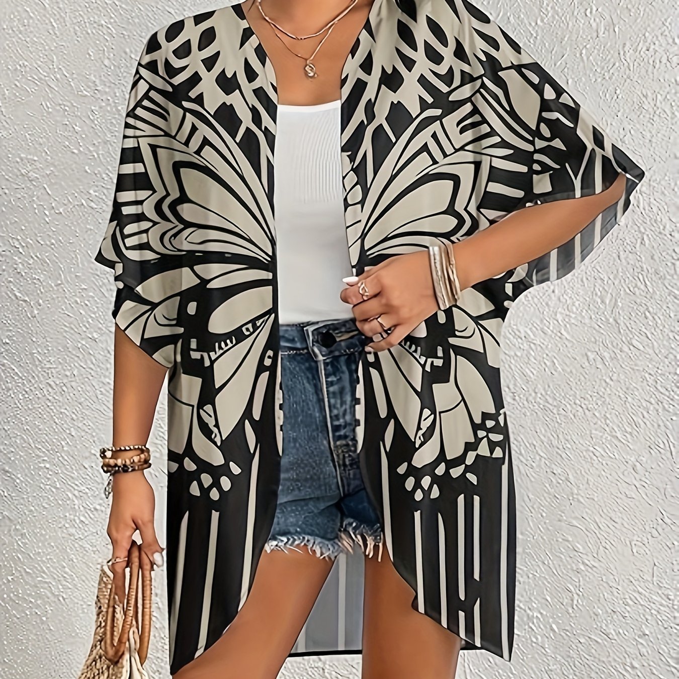 Women's Kimono Cardigan Open Front Bathing Suit Cover Up