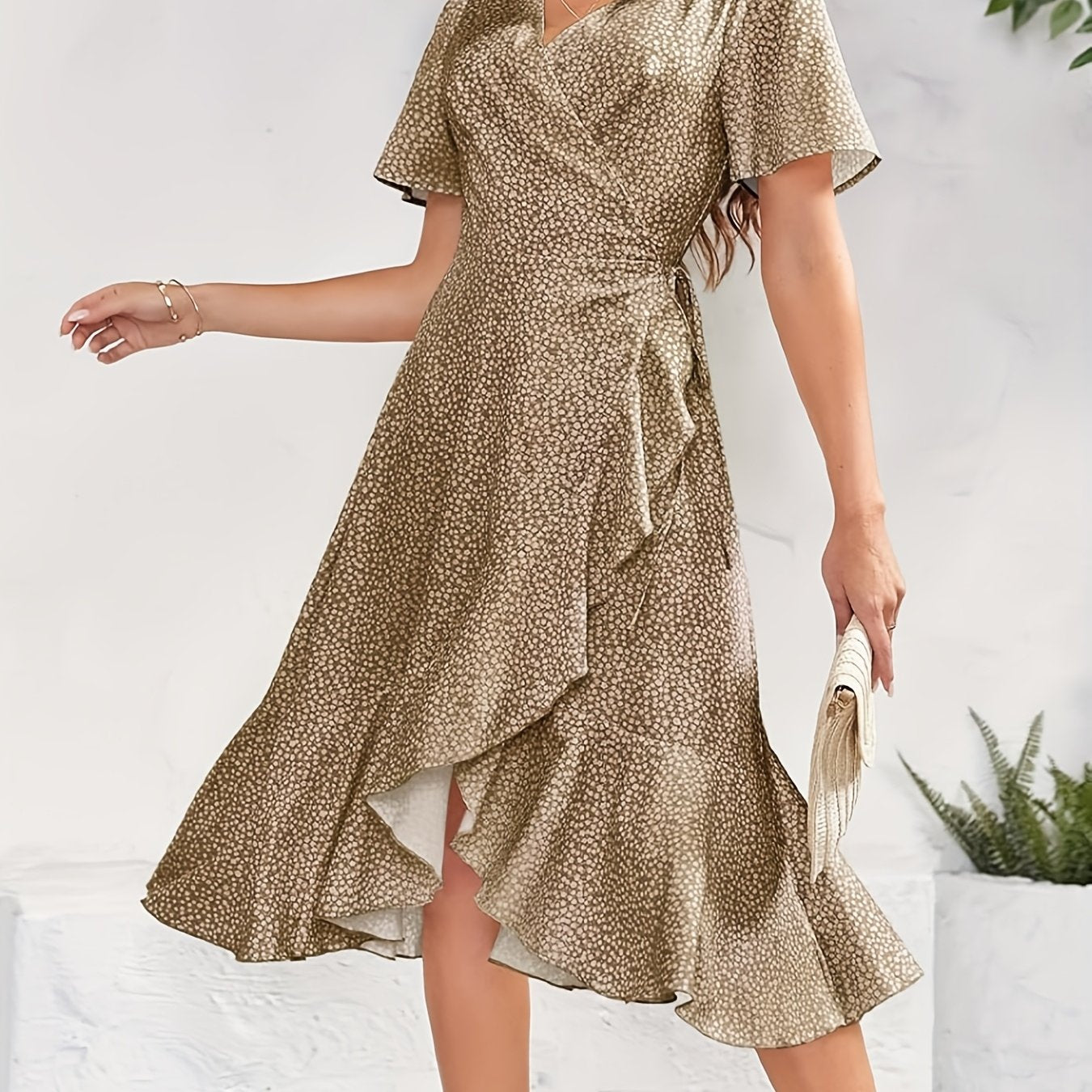 Elegant Women's Wrap Maxi Dress .