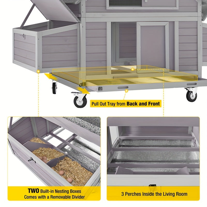 Movable Large Outdoor Chicken Coop On Wheels. Read More