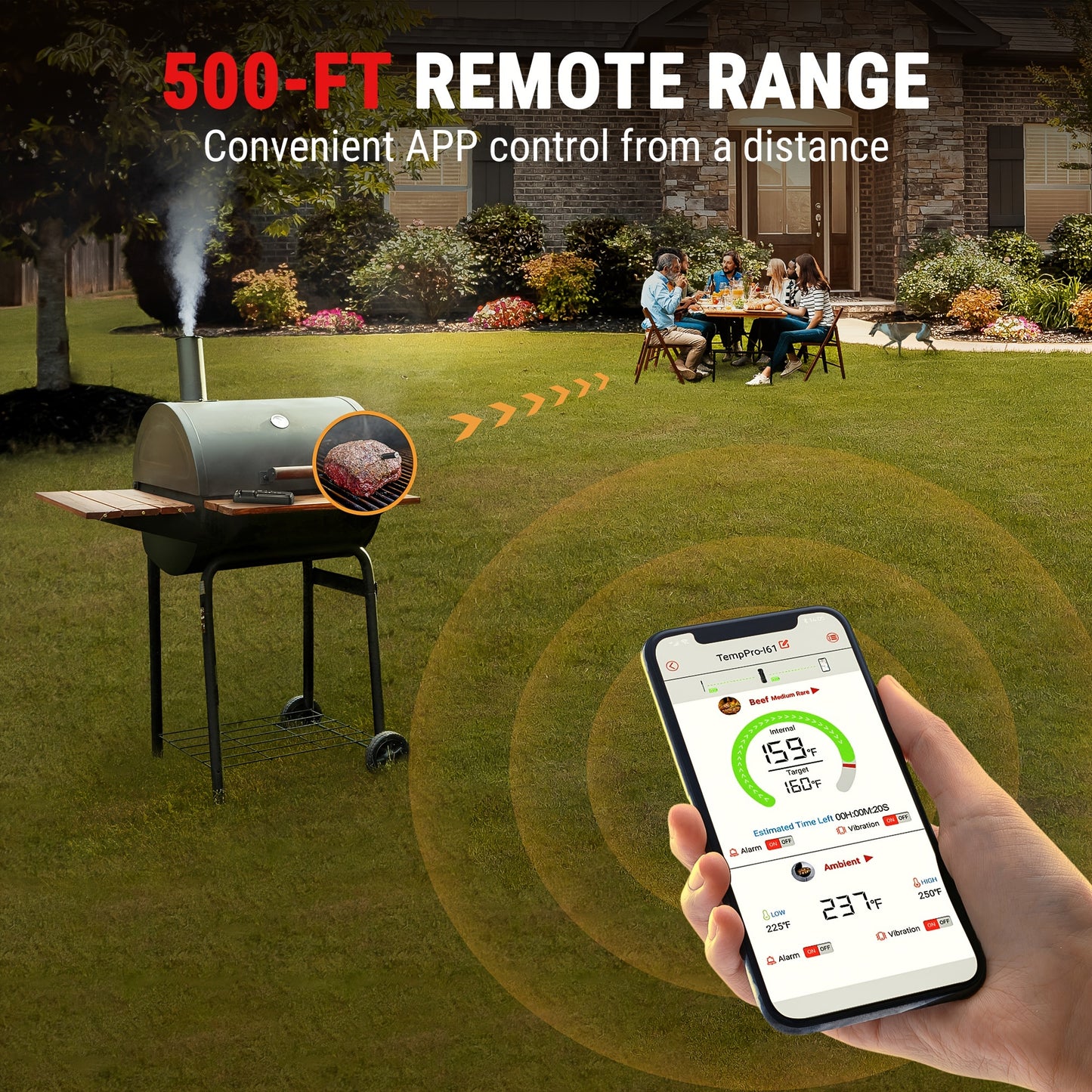 500-ft-Ranged Wireless Meat Thermometer,