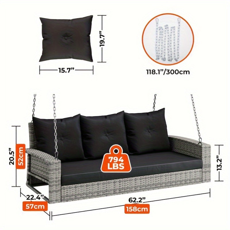 Wicker Hanging Porch Swing Lounge Read More