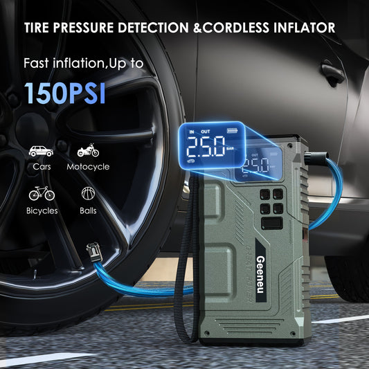 5000A Peak 150PSI Jump Starter With Air Compressor, Car Emergency.