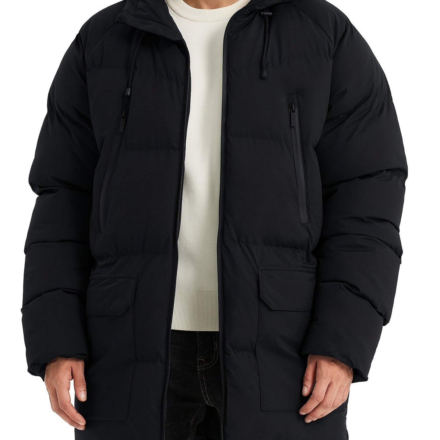 Men's Long Coat Hooded Warm, Cold Weather Parka
