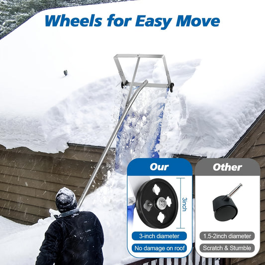 20ft with 3-inch wheels house roof snow rake, adjustable.