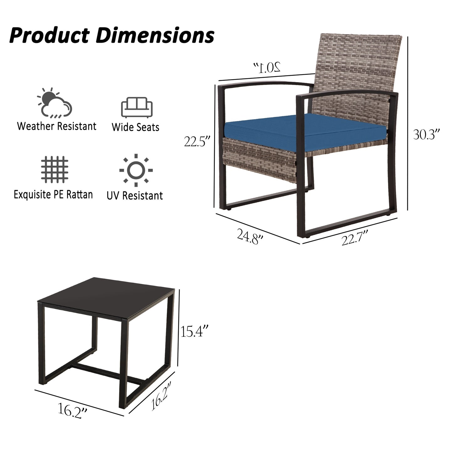 3-piece Outdoor Furniture Set, w/Coffee Table.