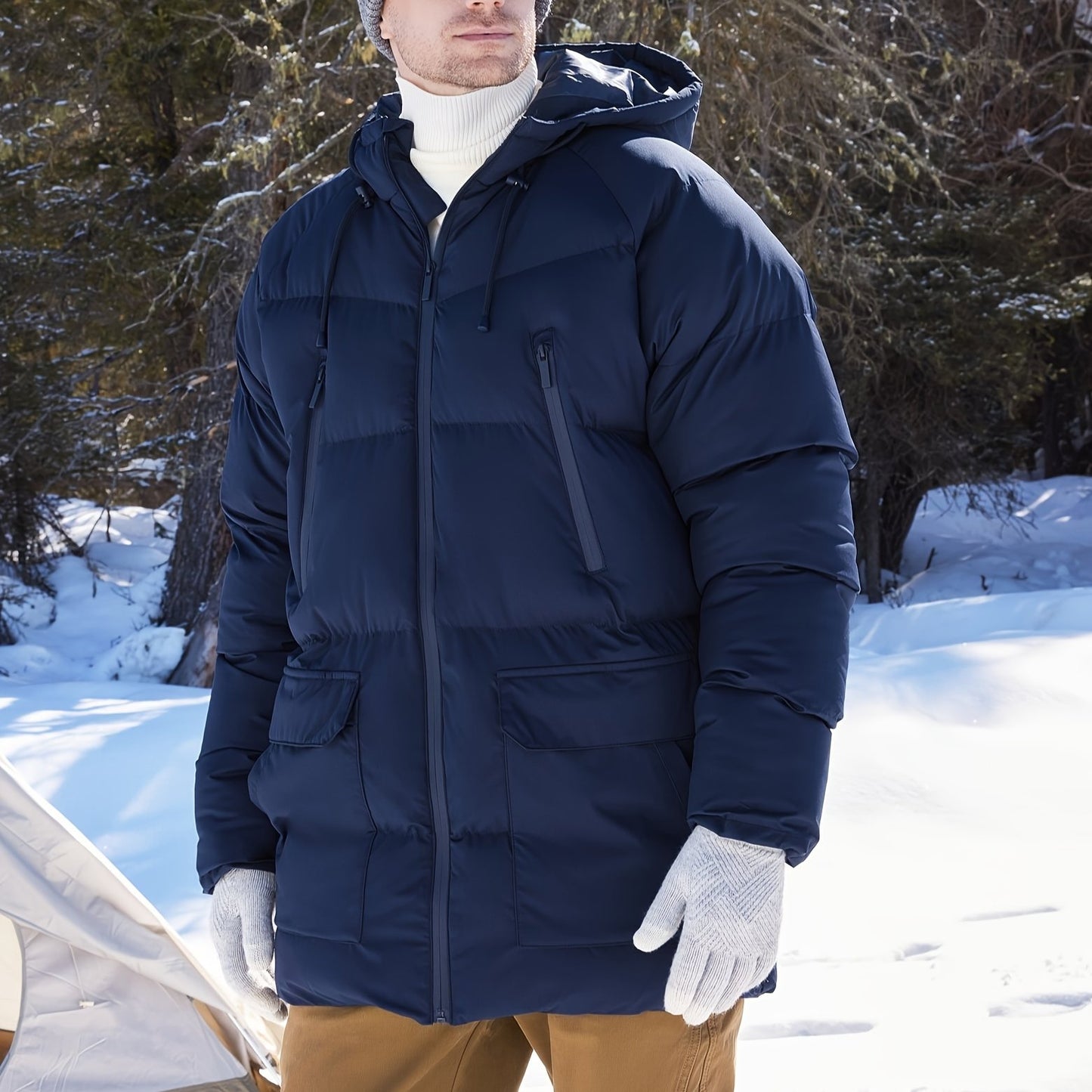 Men's Long Coat Hooded Warm, Cold Weather Parka