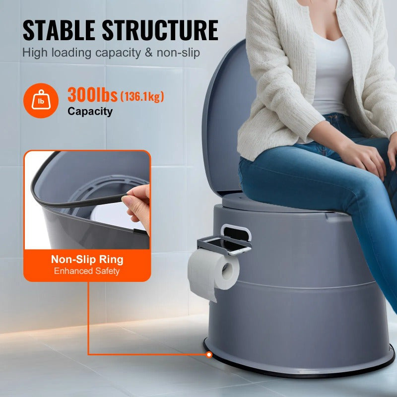 Portable Toilet for Camping with 1.3 Gal Detachable Inner Bucket.